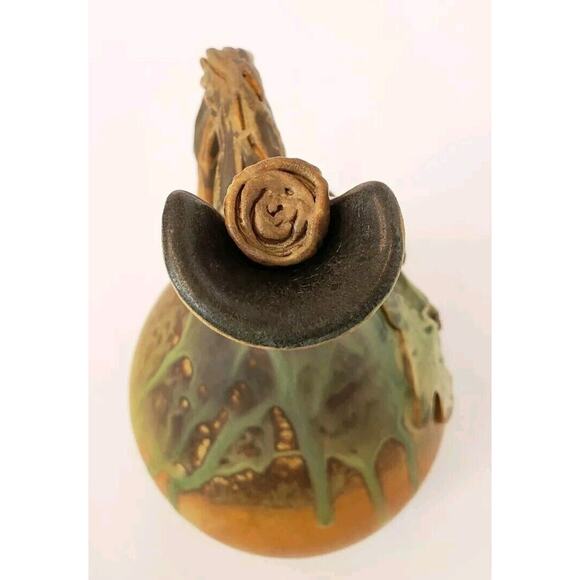 Vintage Artisan Pottery Ewer Jug w/ Stopper Oak Leaves Acorn Twig Fall Signed - Picture 9 of 14